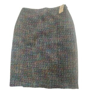 Vintage Coldwater Creek Multicolor Tweed Skirt Boucle Ladylike Pencil Skirt Sz 4